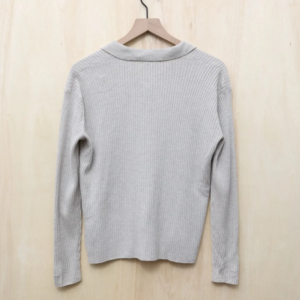 Splendid Georgie Cashblend Polo Button‎ Down Heathered Oatmeal XS - Picture 3 of 4